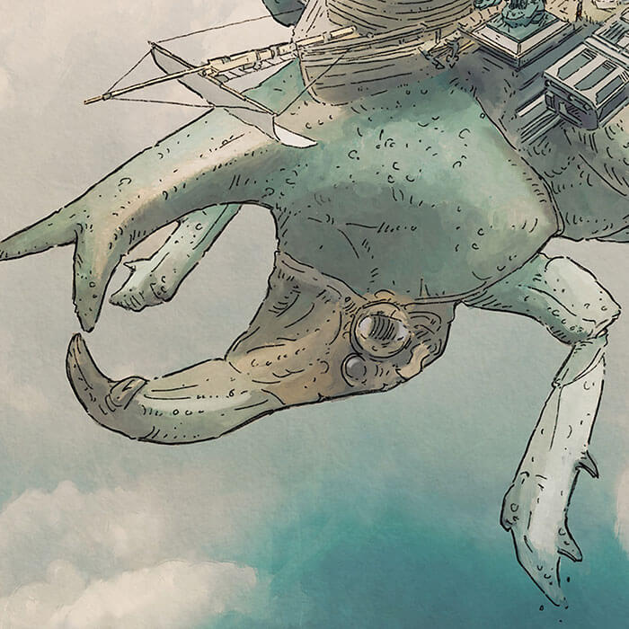 Rhino Beetle City - Gregory Fromenteau art - S (14'' X 11'' / 35.56 X 27.94 cm )