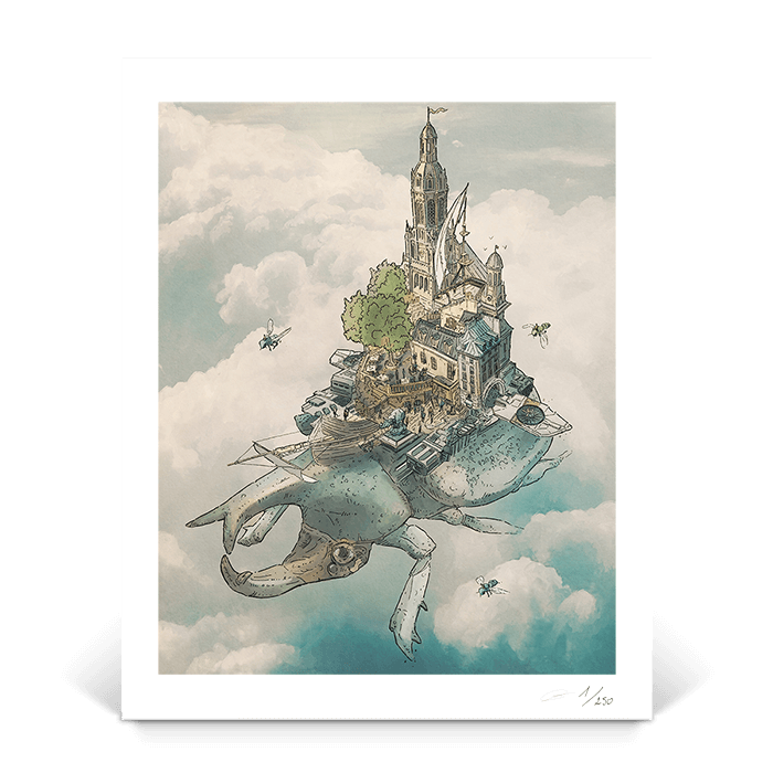 Rhino Beetle City - Gregory Fromenteau art - S (14'' X 11'' / 35.56 X 27.94 cm )