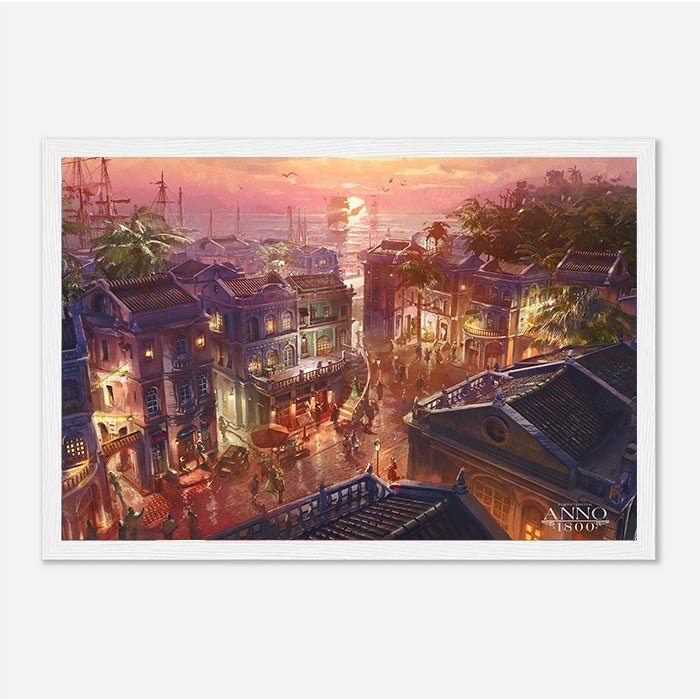 Sunset in New World - Anno art - Framed Print