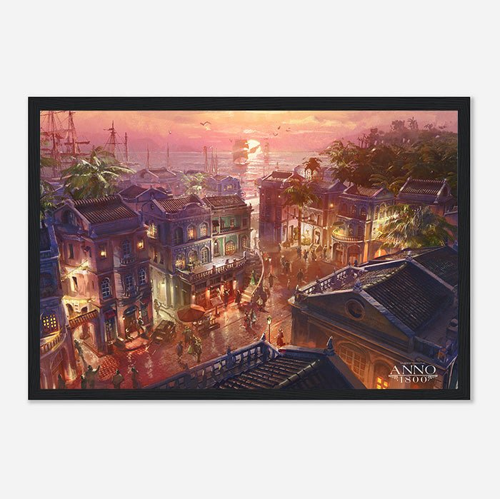 Sunset in New World - Anno art - Framed Print