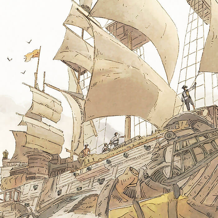 Turtle Pirate Ship - Gregory Fromenteau art - (14'' X 11'' / 35.56 X 27.94 cm)