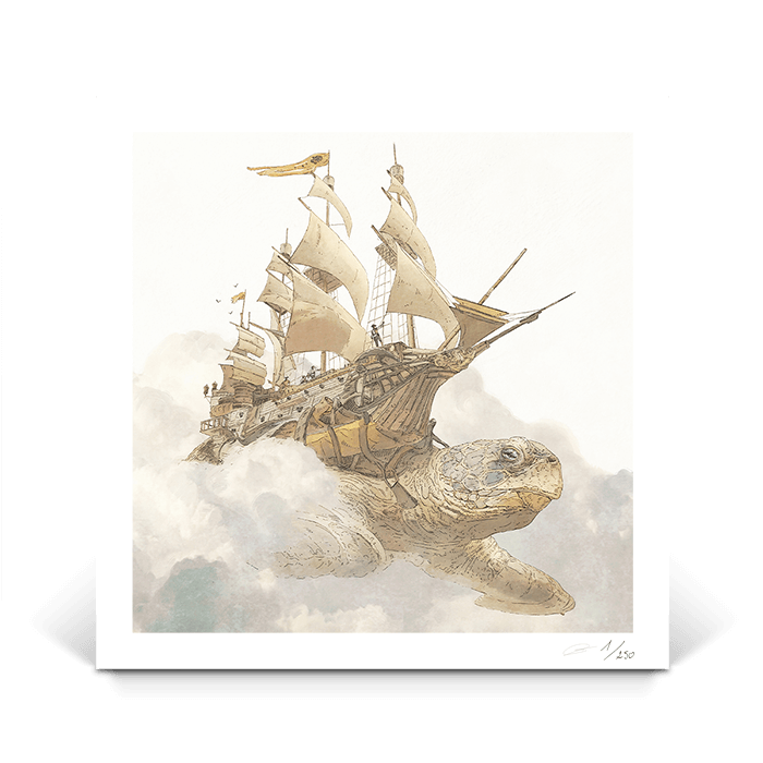 Turtle Pirate Ship - Gregory Fromenteau art - (18'' X 18'' / 45.7 X 45.7 cm)