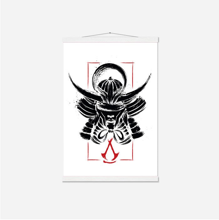 Yasuke portrait – Ink style - Assassin's Creed art - Japanese Wall Scroll