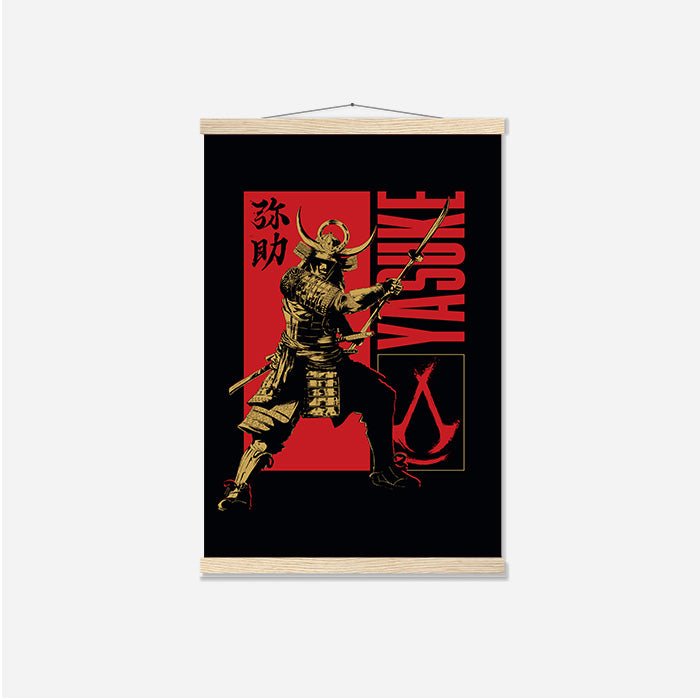 Yasuke posing – black version - Assassin's Creed art - Japanese Wall Scroll