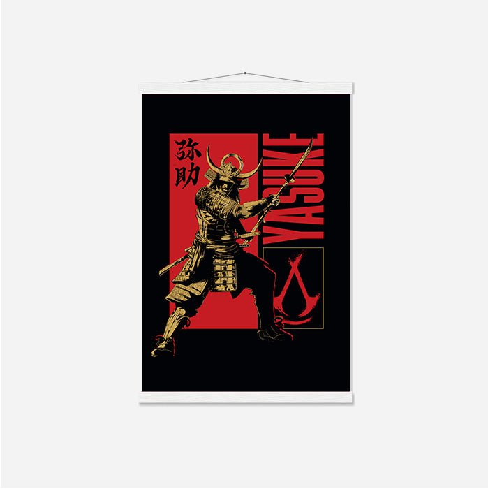 Yasuke posing – black version - Assassin's Creed art - Japanese Wall Scroll