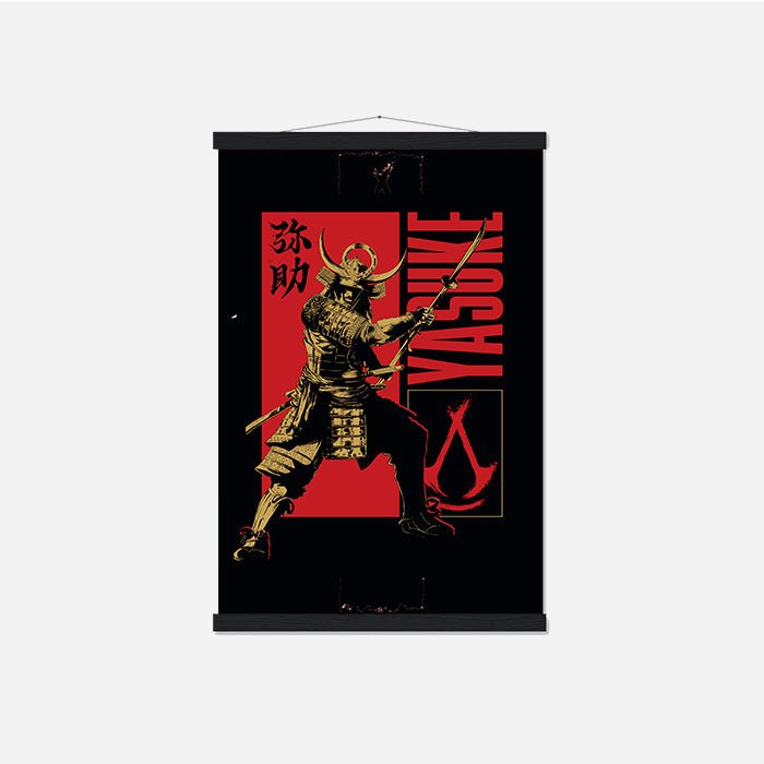 Yasuke posing – black version - Assassin's Creed art - Framed Print