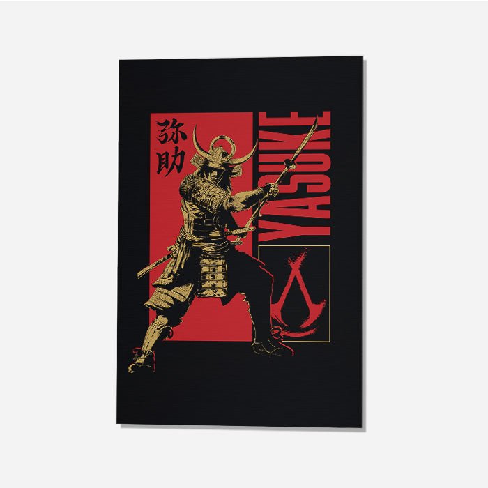 Yasuke posing – black version - Assassin's Creed art - Japanese Wall Scroll