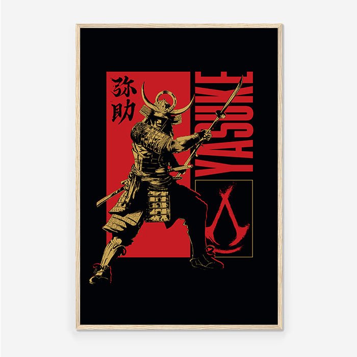 Yasuke posing – black version - Assassin's Creed art - Framed Print