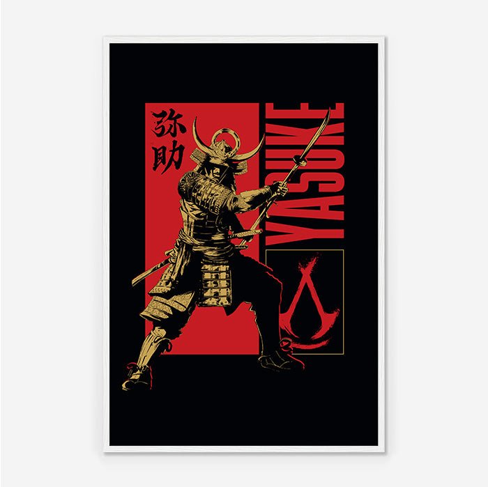 Yasuke posing – black version - Assassin's Creed art - Framed Print