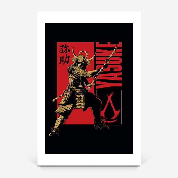 Yasuke posing – black version - Assassin's Creed art - Fine Art Print