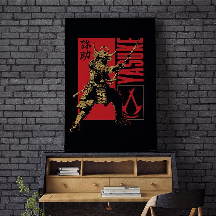 Yasuke posing – black version - Assassin's Creed art - Fine Art Print