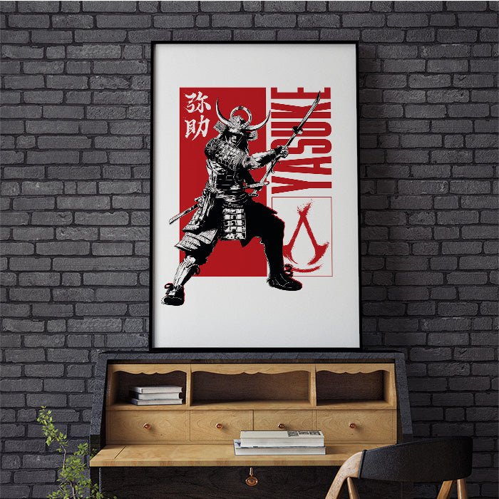 Yasuke posing – white version - Assassin's Creed art - Fine Art Print