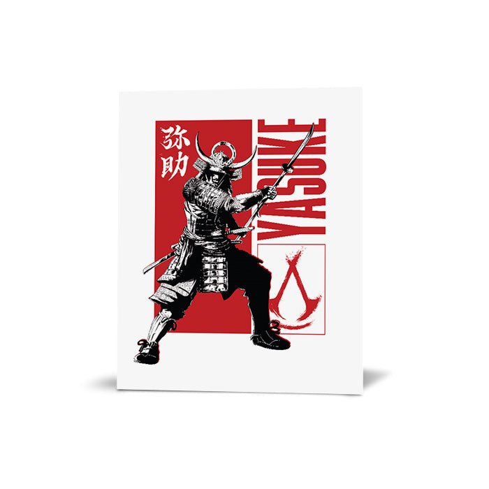 Yasuke posing – white version - Assassin's Creed art - Fine Art Print