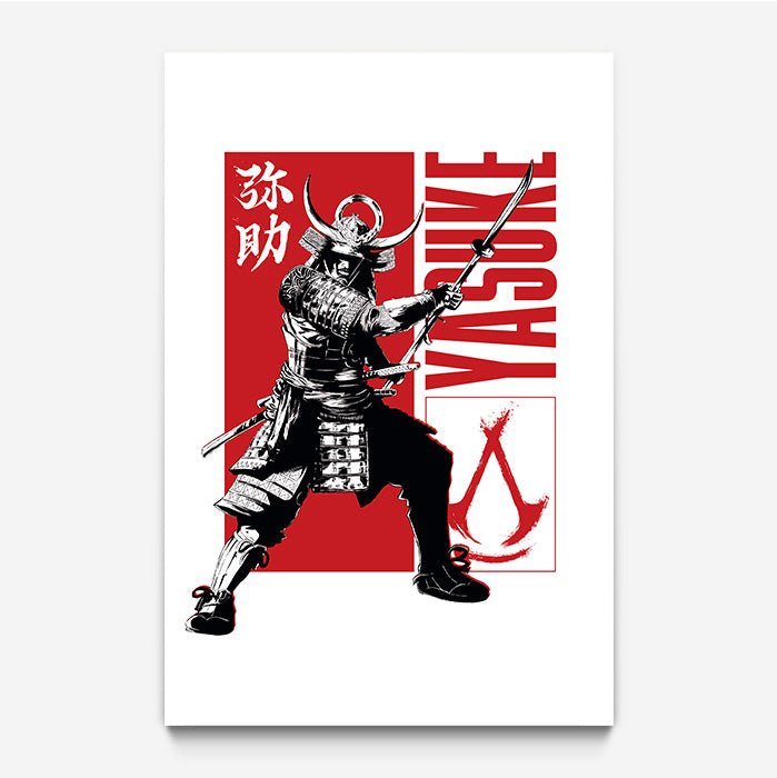 Yasuke posing – white version - Assassin's Creed art - Fine Art Print