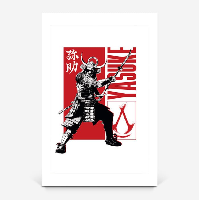 Yasuke posing – white version - Assassin's Creed art - Fine Art Print