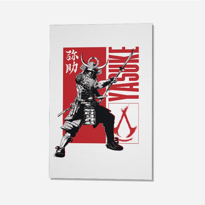 Yasuke posing – white version - Assassin's Creed art - Japanese Wall Scroll